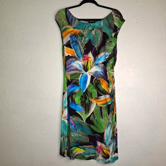 Cartise Dresses & Skirts - Cartise Women's Floral Hawaiian Cotton Blend Sleeveless Sheath Dress Size 10